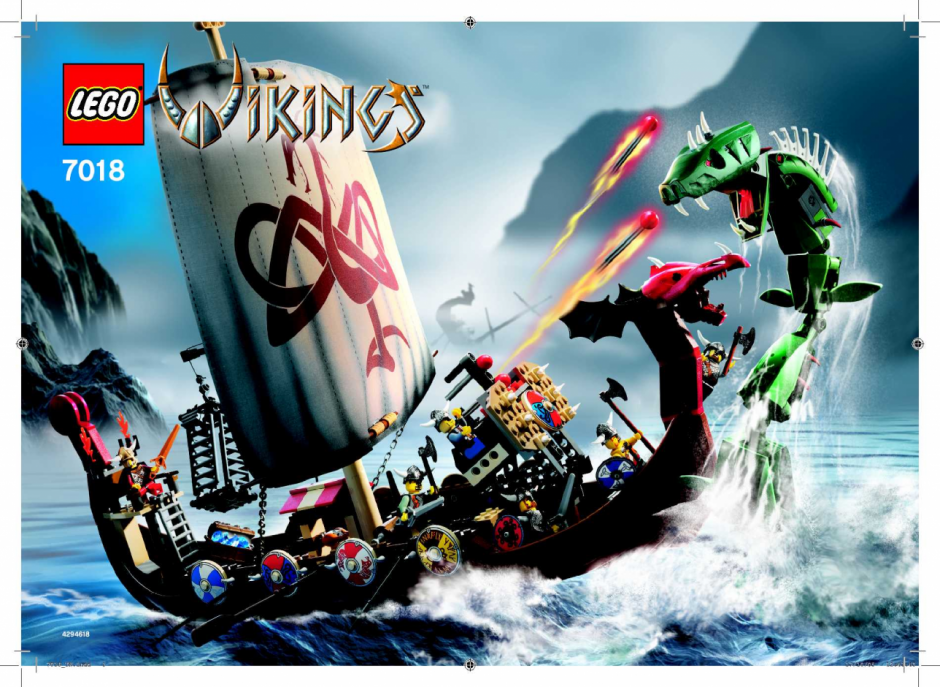  Большой корабль викингов против змея Мидгардсорма