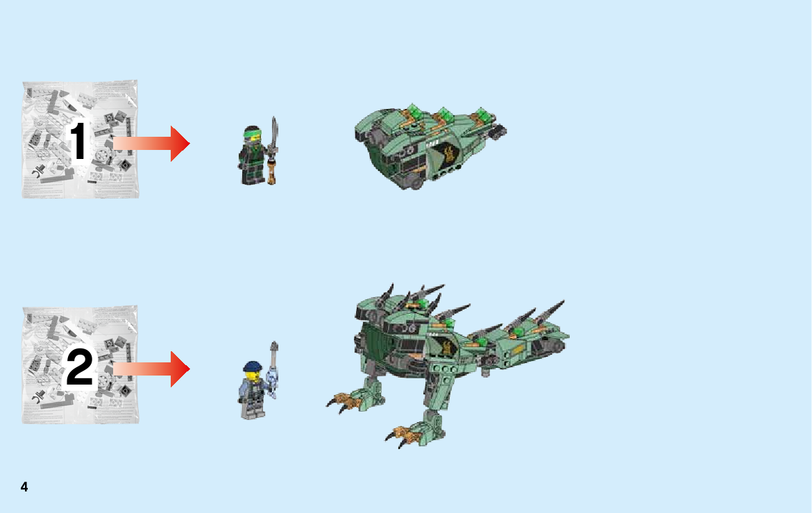 инструкция Механический Дракон Зелёного Ниндзя шаг 3