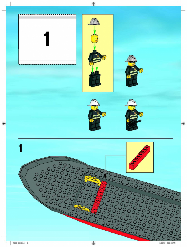 инструкция  Пожарный корабль шаг 2